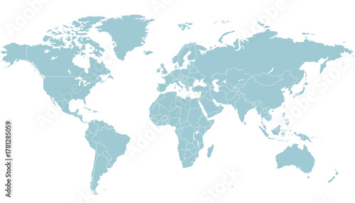 World map. Grey modern vector map. Silhouette map.