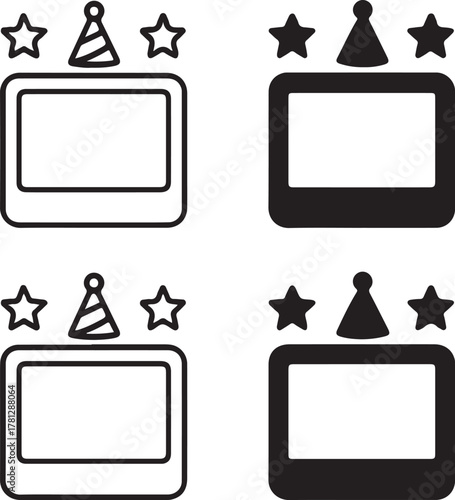 Isolated party photo frame icon, festive memory frame vector, holiday celebration border design for new year invitations, posters, and event photography decoration illustration