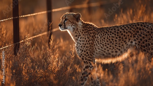 Graceful Cheetah on Sunset Safari in Kruger National Park, Africa, Captured in a Private Game Reserve