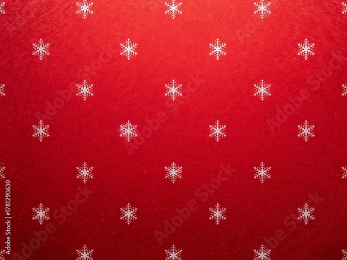 Elegant red Christmas wrapping paper background with delicate silver snowflakes for holiday promotions and festive designs