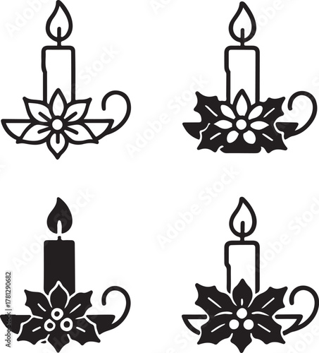 Isolated festive candle holder icon, elegant candlelight vector, holiday celebration decoration for new year party, invitations, and home festive illustration design projects
