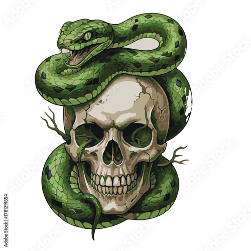 Skull on green grass with bones and pirate symbol