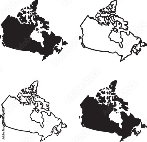 Isolated Canada map icon, editable Canadian country silhouette vector, geographic outline design, travel map illustration for education, tourism, and world map infographic artwork