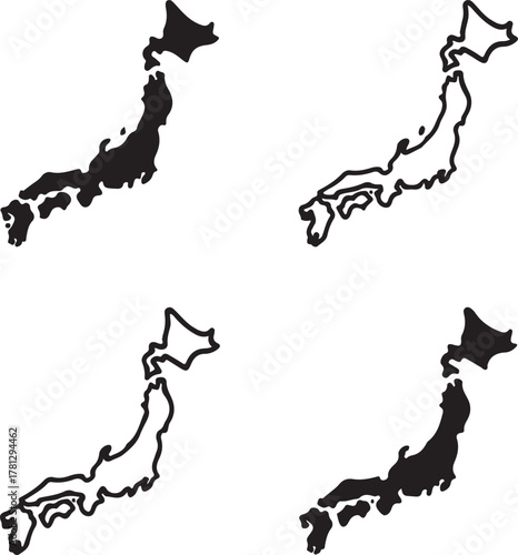 Isolated Japan map icon, editable Japanese country silhouette vector, geographic outline design, travel illustration for education, tourism, and cultural geography presentation