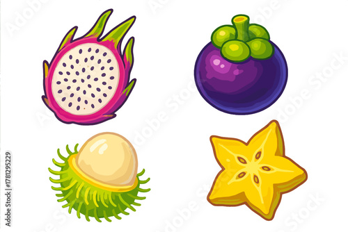 Vibrant beauty and vanity objects including a faceted perfume bottle, colorful peacock feather, and purple handheld mirror