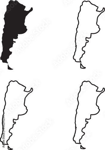 Isolated Argentina map icon, editable Argentina country silhouette vector, geographic outline illustration, travel map design for education, tourism, and infographic presentation