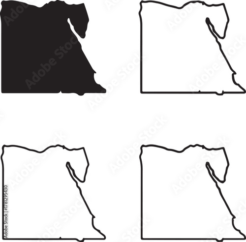Isolated Egypt map icon, editable Egypt country silhouette vector, geographic map outline design, travel location illustration for tourism, study, and educational infographic projects