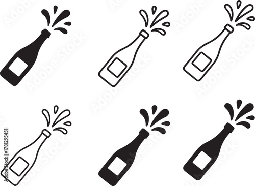 Isolated champagne splash icon, festive drink vector illustration, New Year celebration artwork, party event decoration element, invitation card and poster design for festive projects