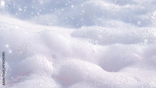 Detailed macro view of soft froth with layers of airy bubbles and silky white coloration, fresh and pure concept