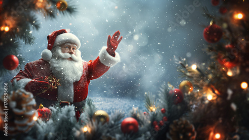 Kartka na Boże Narodzenie. Życzenia świąteczne. Kartka że sw Mikołajem 