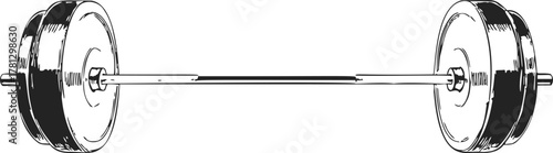 Barbell sketch hand drawn style with weight plates — stock vector