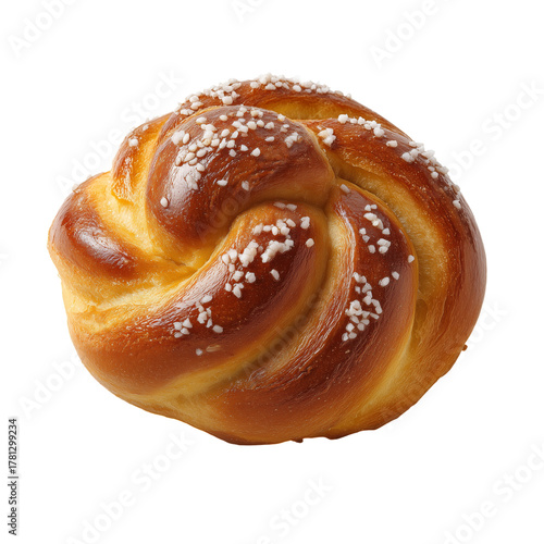 Freshly Baked Brioche Roll With a Shiny Glaze and Sesame Seeds on Top.