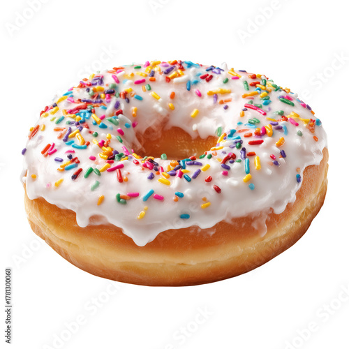 Colorful Sprinkles Adorn a Delicious Donut Ready to Be Enjoyed for a Sweet Sn...