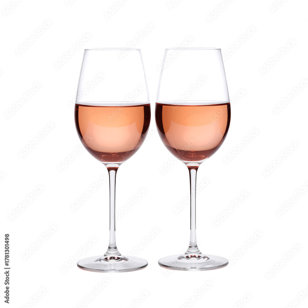 Fototapeta premium Elegant Glasses of Rose Wine on a Clean Surface, Perfect for Any Gathering or Celebration