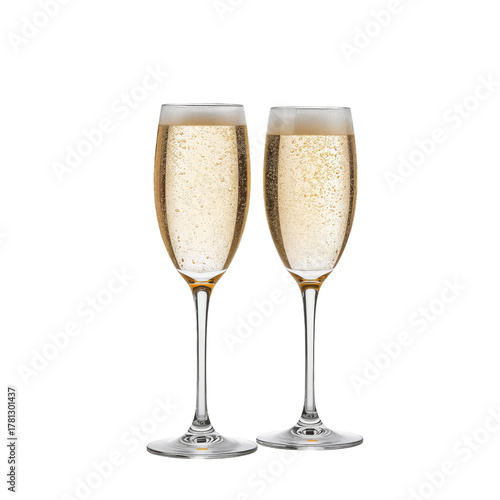 Champagne Glasses Filled With Bubbly Drink on a Table at a Celebration Event.