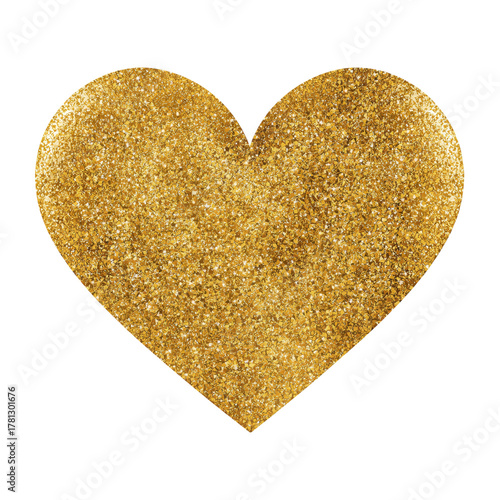 Golden Glitter Heart Shaped Decoration for Celebrations and Special Occasions