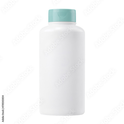 White Bottle With a Teal Cap Placed on a Minimalist Background