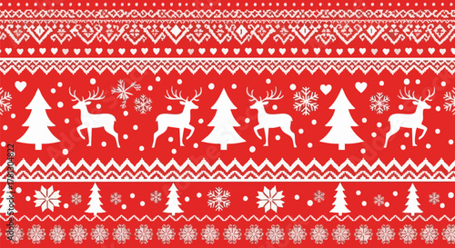 Festive christmas pattern with reindeer and snowflakes