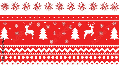 Festive christmas pattern with reindeer and snowflakes