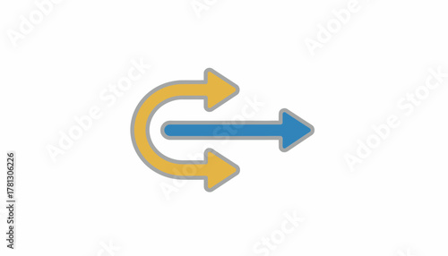 Two arrows one pointing straight ahead and another curving away illustrating the need for adaptability and flexibility in goal planning.