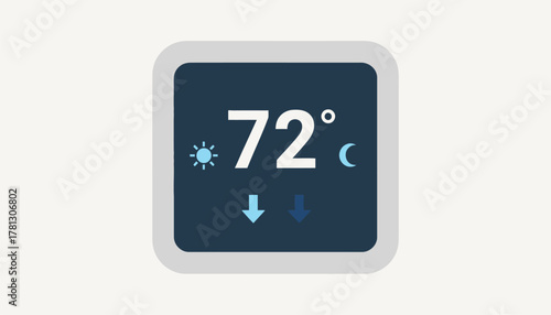 A smart thermostat mounted on a wall featuring a touch interface that adjusts home temperatures based on user preferences.