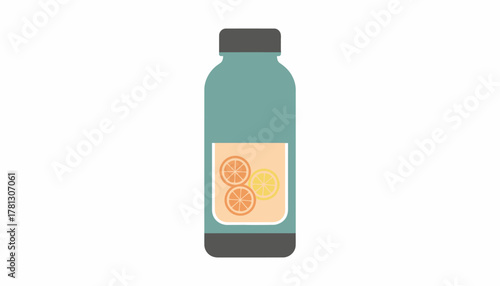 An insulated water bottle designed with a sleek exterior and a wide mouth for easy cleaning showcasing a builtin infuser for fruit.