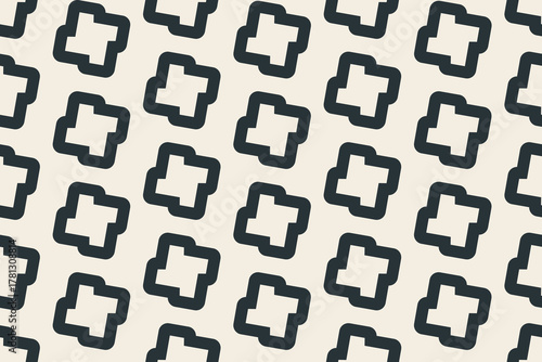 Seamless pattern elegant and classic, black geometric elements on a white or creamy background.