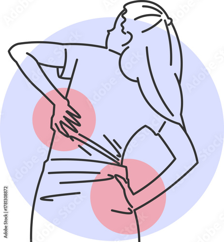 Woman Suffering from Lower Back Pain and Intense Muscle Discomfort