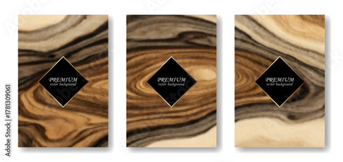 Vector set of premium wood texture backgrounds with natural brown abstract grain pattern, elegant earthy design for packaging, interior, branding, and organic decorative templates