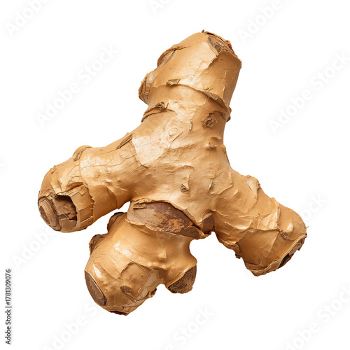 Fresh Ginger Root Close up Showing Texture and Natural Shape in a Kitchen Set...
