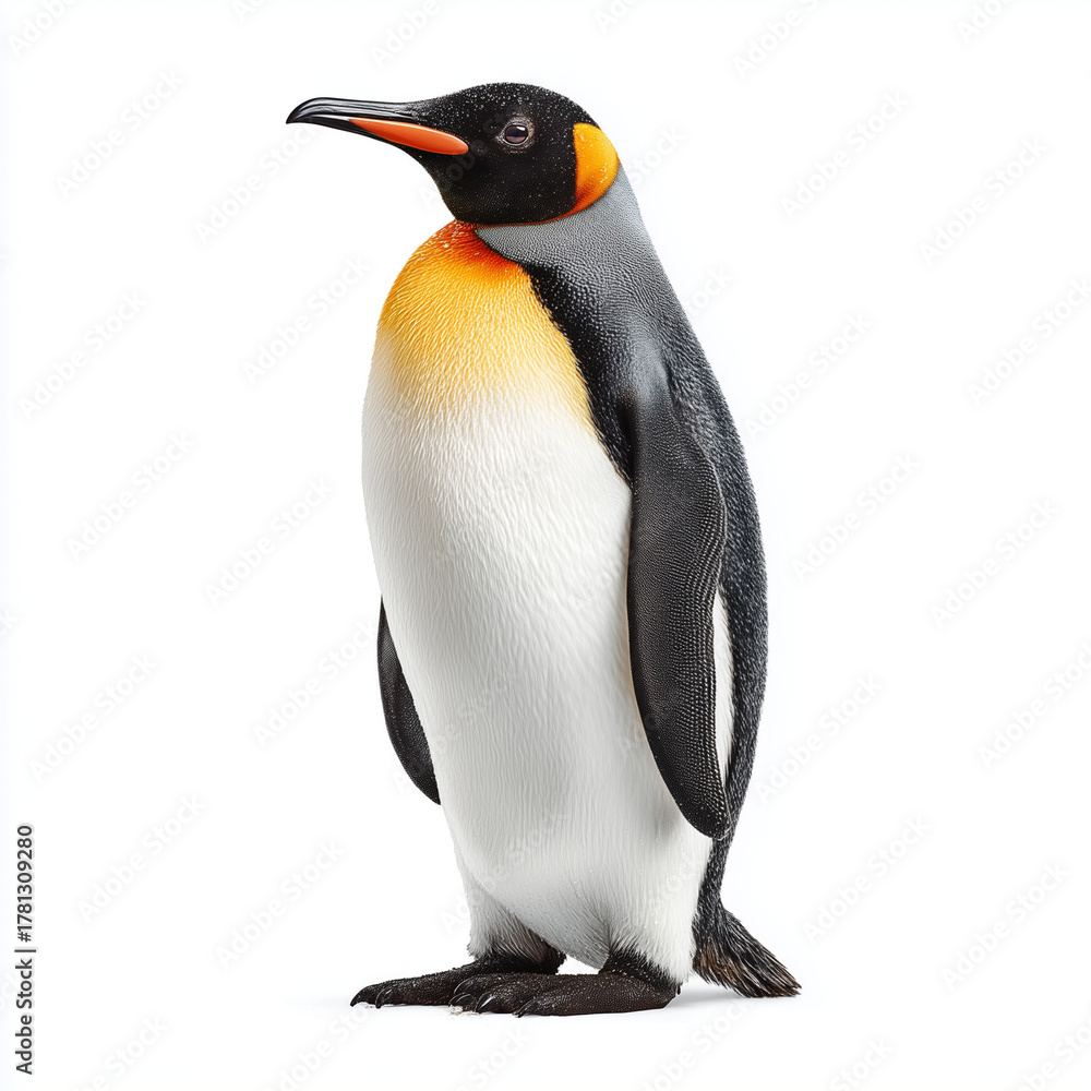 Obraz premium Emperor penguin with yellow neck patch upright.