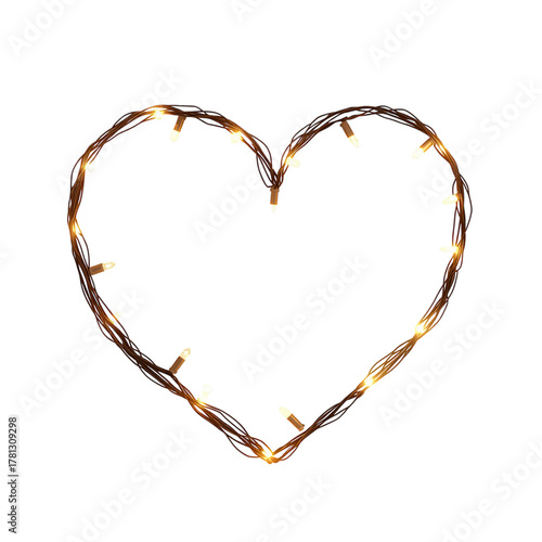 Heart-shaped String Lights Creating a Warm Ambiance for Celebrations or Decor...