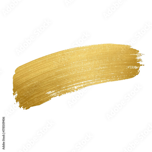 Elegant Golden Brush Stroke on White Background for Artistic Design and Decor...