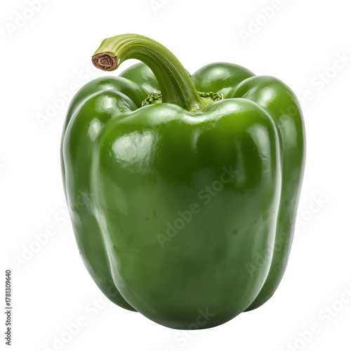 Fresh Green Bell Pepper Isolated on Plain Background for Cooking and Healthy ...