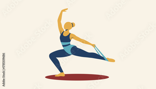 A dancer incorporates strength training into their routine using resistance bands to enhance flexibility and build core strength.