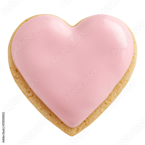 Heart-shaped Cookie With Pink Icing on a White Background for Dessert Lovers ...