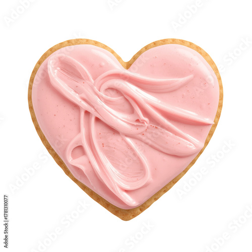 Heart-shaped Cookie With Pink Icing on a White Background for Dessert Lovers ...