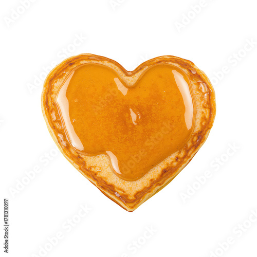 Heart-shaped Pancake Topped With Golden Syrup for a Delicious Breakfast Treat