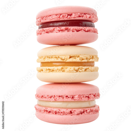 Colorful Stack of Macarons Showcasing Sweet Treats in Pastel Shades for Desse...