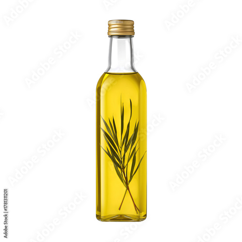 Bottled Oil With Fresh Herbs Highlights Culinary Elegance in a Kitchen Setting