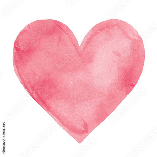 Vibrant Watercolor Heart Illustration in Soft Pink Tones on a White Background.