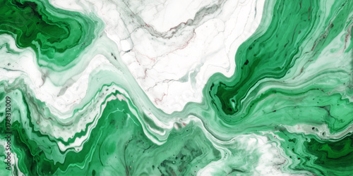 Green Marble Fluid Texture Abstract Background with Natural Stone Pattern, Swirling Mineral Layers, Elegant Emerald Agate Surface for Luxury Interior Design, Print Decor, Wallpaper, and Modern Graphic