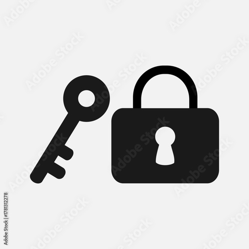 Key and Padlock Icon — Secure Access & Protection Symbol