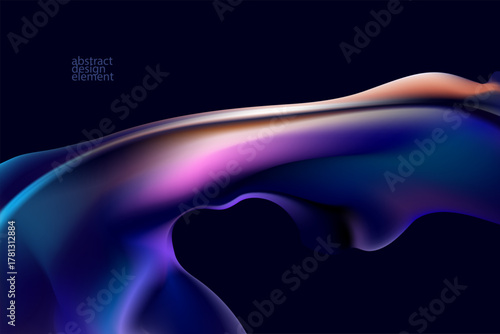Abstract background of fluid iridescent shape. Glass liquid vector wallpaper.