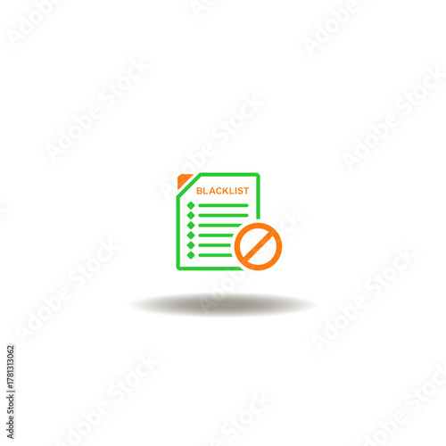 Vector illustration of list document with blocked or non sign. Symbol of blacklist.