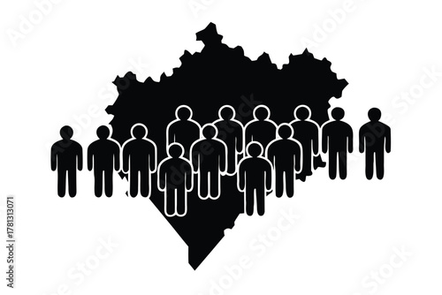 population distribution map vector icon silhouette