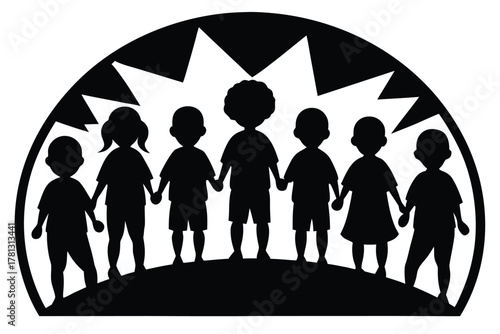 children population vector icon silhouette
