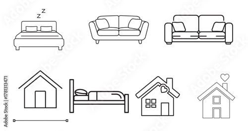 Collection of furniture and house