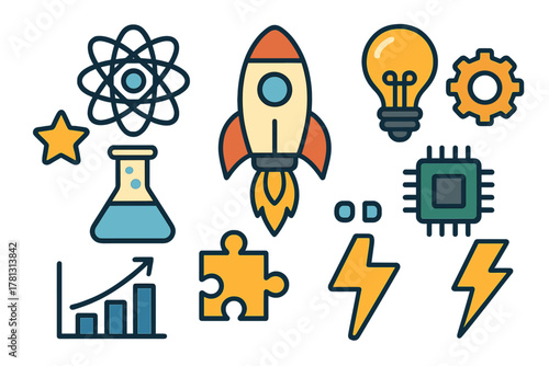 Scientific research, technological development, creative ideas, and business growth concepts