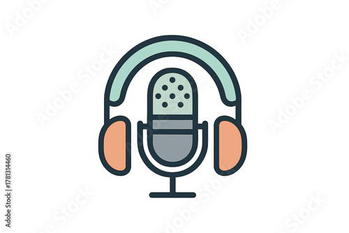 Microphone and headphones setup symbolizing audio recording and podcast communication